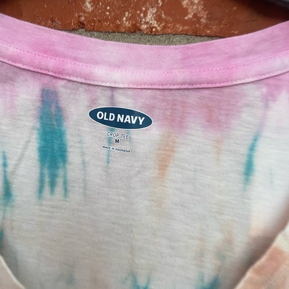 Old Navy Womens Medium Tie Dye Vneck Crop Short Sleeve Tee NWT - Picture 5 of 9